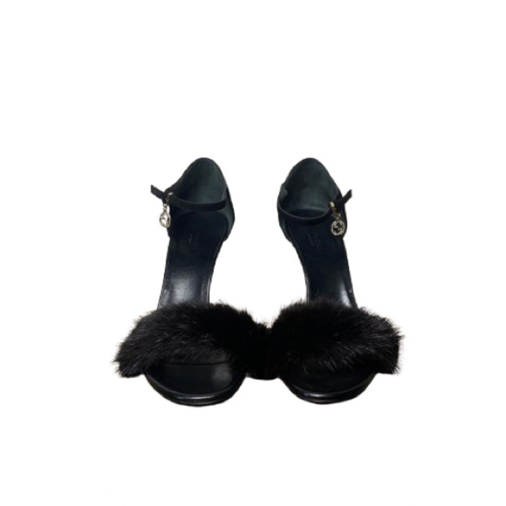 Gucci Black Fur Strap Heels
